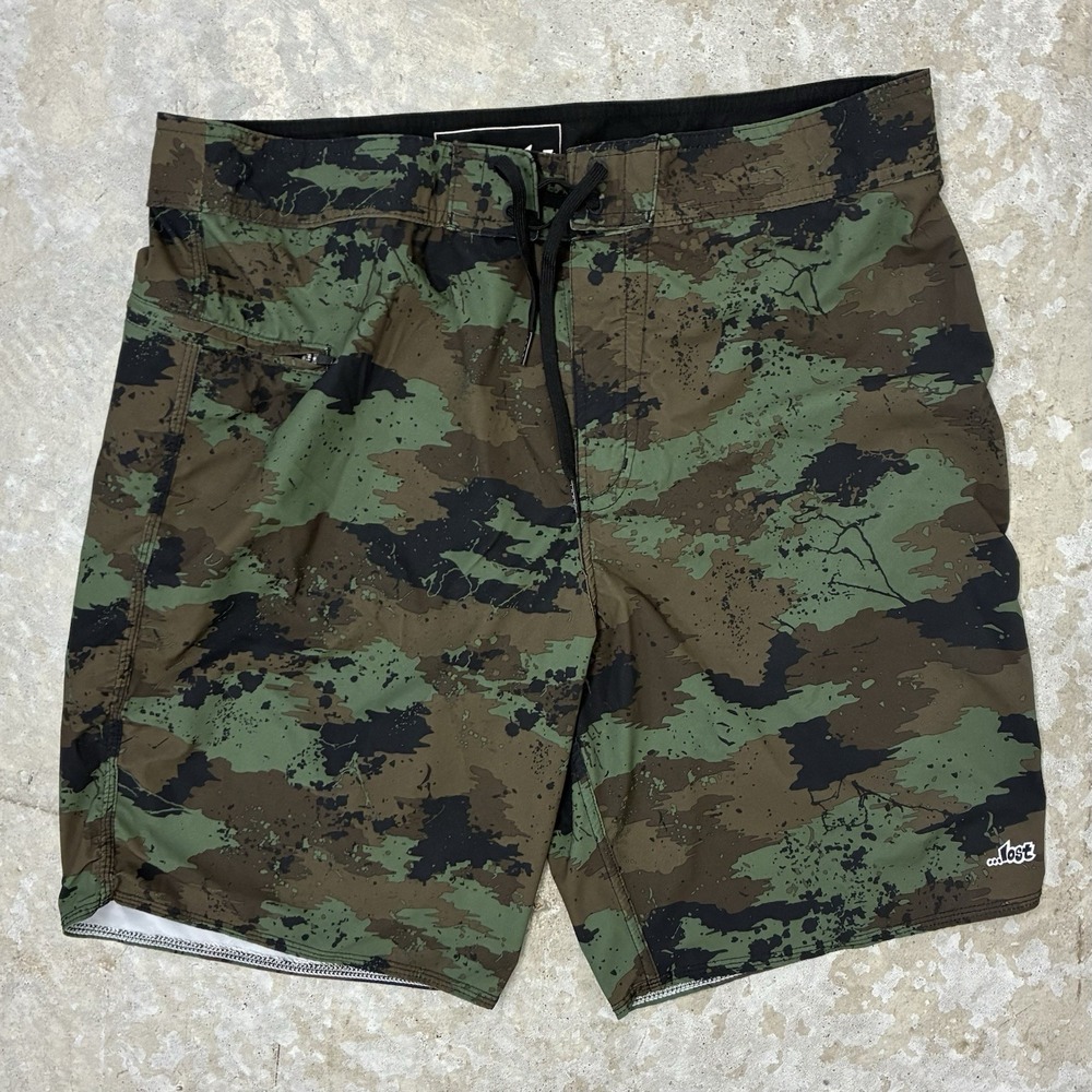 Lost Enterprises Y2K Boardshorts Mens 34 Swim Trunks Camo Surf Skater
